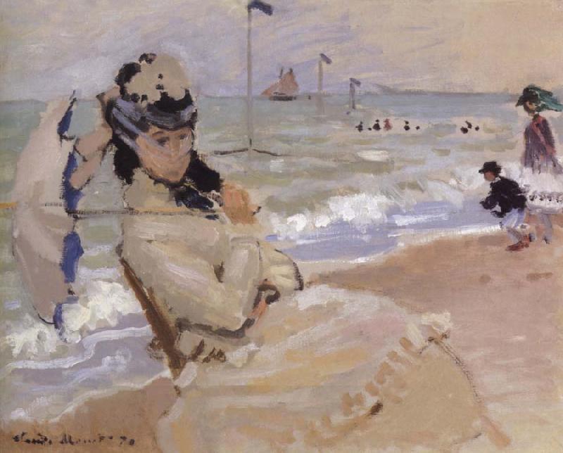 Claude Monet Camille on the Beach at Trouville China oil painting art